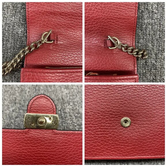 GUCCI Interlocking Wallet On Chain Red Leather Shoulder Bag 470-020725 - Picture 7 of 12